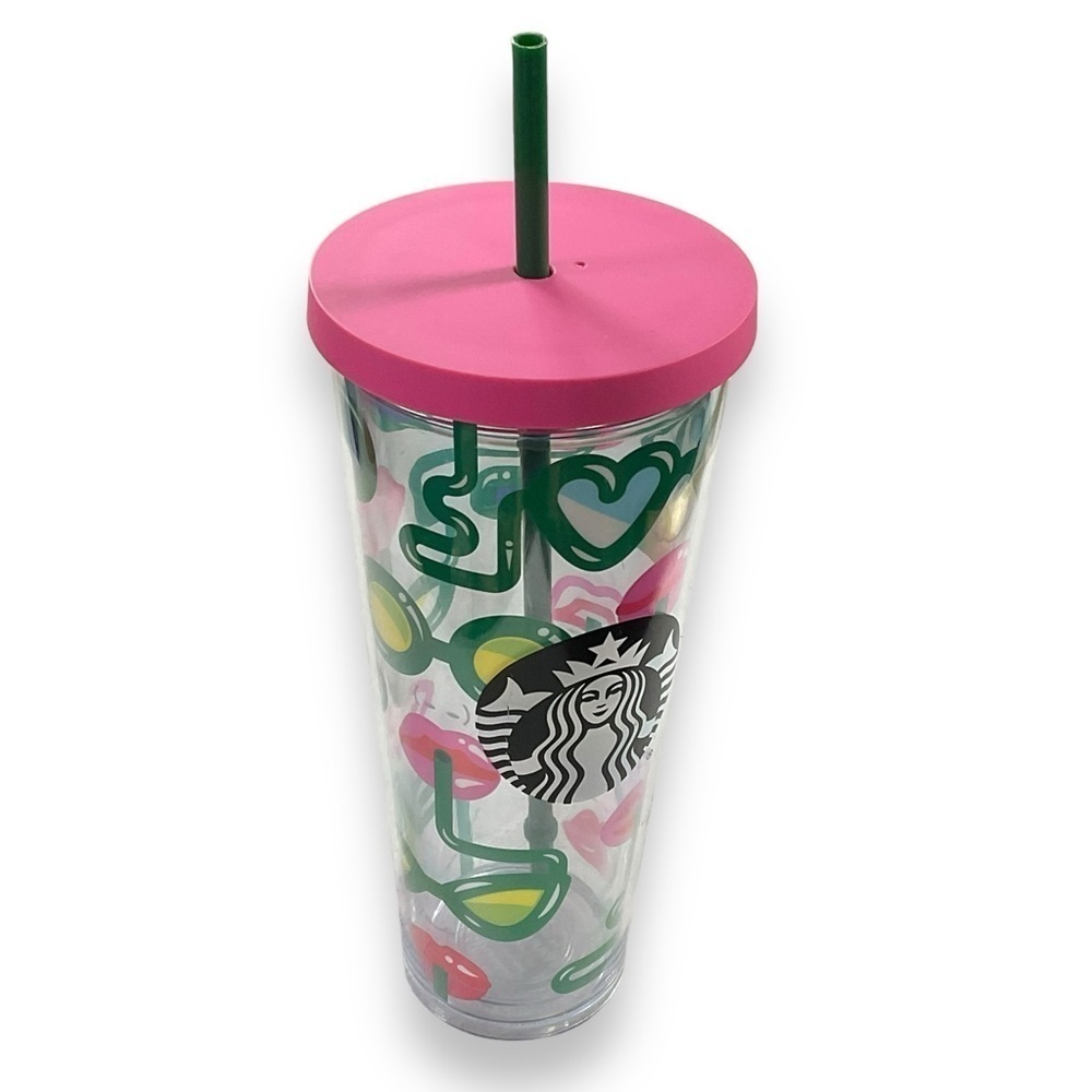 Starbucks Cup Crazy Straws Lips Glasses Cold Drink 2014 Venti Collectible 24 oz.